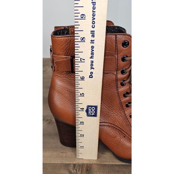 Clarks leather lace up boots ladies size 7.5M caramel brown  side zip - Picture 12 of 12
